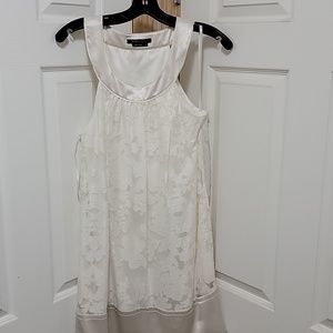 White lacy dress with off white trim